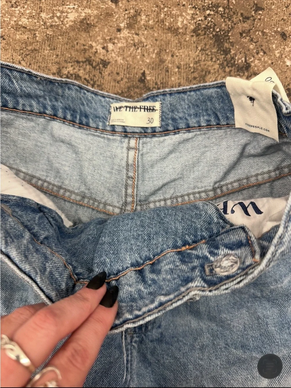 WE THE FREE Boomerang High Rise Long  Bermuda Denim Shorts Blue Size 30 NWT